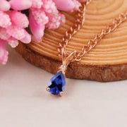 Tanzanite Gemstone & Diamond Solid 14k Rose Gold Pendant