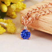Tanzanite Gemstone & Diamond Solid 14k Rose Gold Pendant