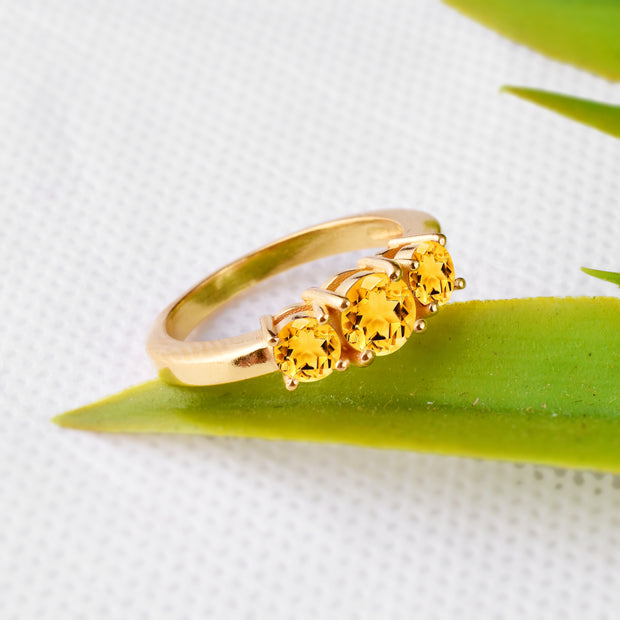 Citrine Gemstone Solid 14k Yellow Gold Ring