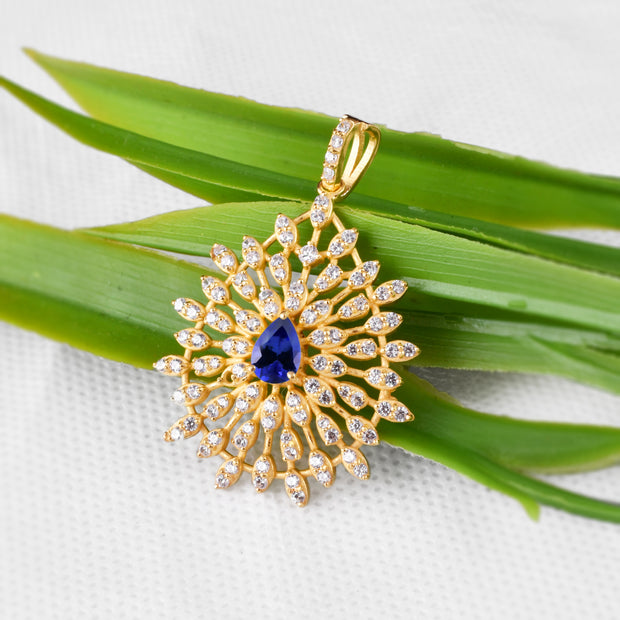 Tanzanite Gemstone Solid 14k Yellow Gold Pendant