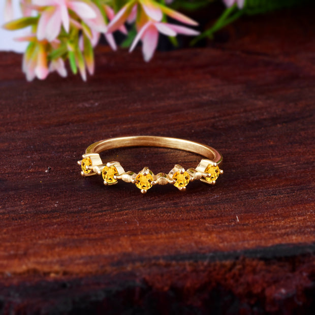 Citrine Gemstone Solid 14k Yellow Gold Ring