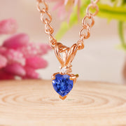 Tanzanite Gemstone & Diamond Solid 14k Rose Gold Pendant