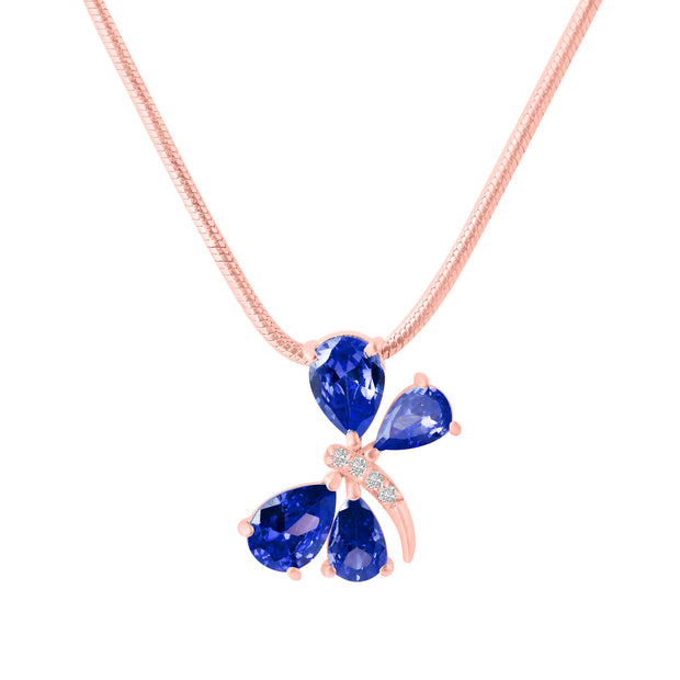 Tanzanite Gemstone & Diamond Solid 14k Rose Gold Pendant