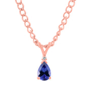 Tanzanite Gemstone & Diamond Solid 14k Rose Gold Pendant