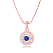 Tanzanite Gemstone Solid 14k Rose Gold Pendant
