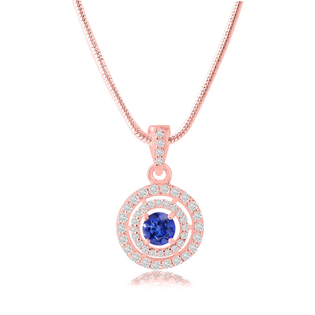 Tanzanite Gemstone Solid 14k Rose Gold Pendant