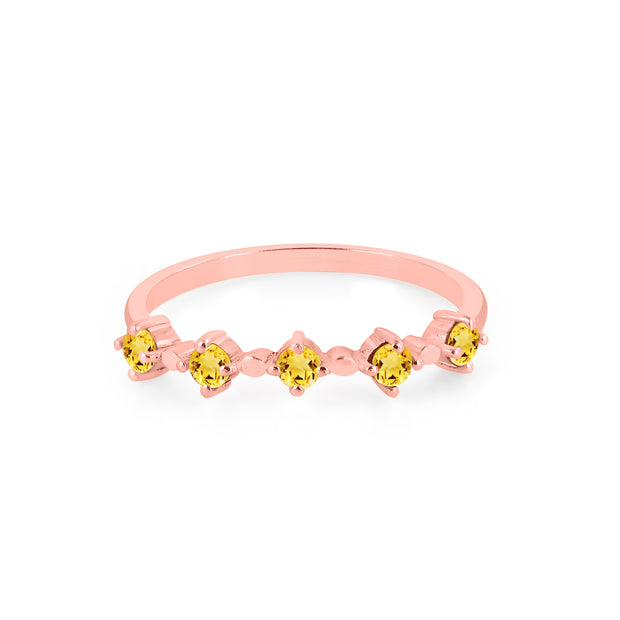 Citrine Gemstone Solid 14k Rose Gold Ring