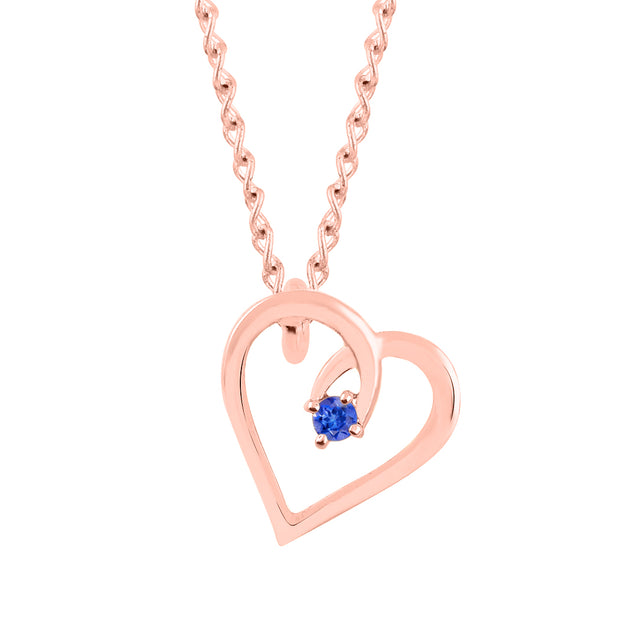 Tanzanite Gemstone Solid 14k Rose Gold Heart Pendant