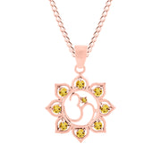 Citrine Gemstone Solid 14k Rose Gold OM Pendant