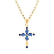 Tanzanite Gemstone Solid 14k Yellow Gold Cross Pendant