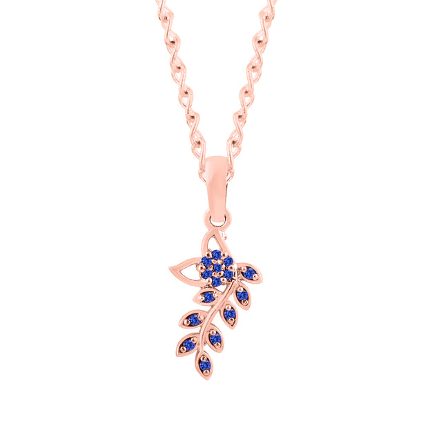 Tanzanite Gemstone Solid 14k Rose Gold Leaf Pendant