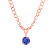 Tanzanite Gemstone & Diamond Solid 14k Rose Gold Pendant
