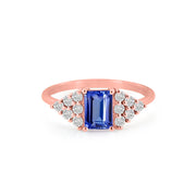 Tanzanite Gemstone & Diamond Solid 14k Rose Gold Ring