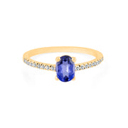 Tanzanite Gemstone & Diamond Solid 14k Yellow Gold Ring