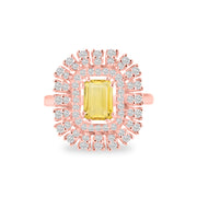 Citrine Gemstone & Diamond Solid 14k Rose Gold Ring