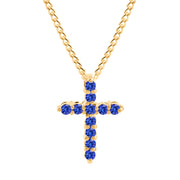 Tanzanite Gemstone Solid 14k Yellow Gold Cross Pendant