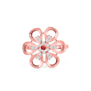 Garnet Gemstone & Diamond Solid 14k Rose Gold Ring
