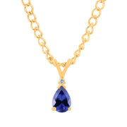 Tanzanite Gemstone & Diamond Solid 14k Yellow Gold Pendant