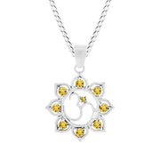 Citrine Gemstone Solid 925 Sterling Silver OM Pendant