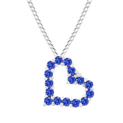 Tanzanite Gemstone Solid 14k White Gold Heart Pendant