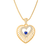 Tanzanite Gemstone & Diamond Solid 14k Yellow Gold Heart Pendant
