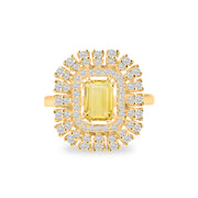 Citrine Gemstone & Diamond Solid 14k Yellow Gold Ring