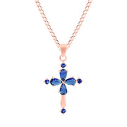 Tanzanite Gemstone Solid 14k Rose Gold Cross Pendant