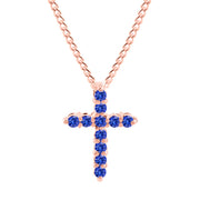 Tanzanite Gemstone Solid 14k Rose Gold Cross Pendant