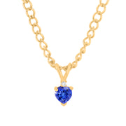 Tanzanite Gemstone & Diamond Solid 14k Yellow Gold Pendant