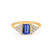 Tanzanite Gemstone & Diamond Solid 14k Yellow Gold Ring