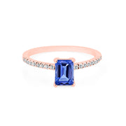 Tanzanite & Diamond Gemstone Solid 14k Rose Gold Ring
