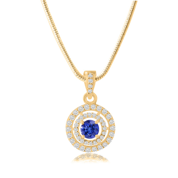 Tanzanite Gemstone Solid 14k Yellow Gold Pendant