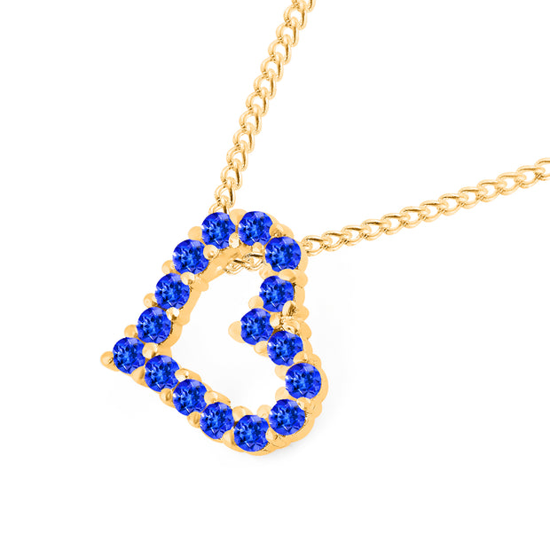 Tanzanite Gemstone Solid 14k Yellow Gold Heart Pendant