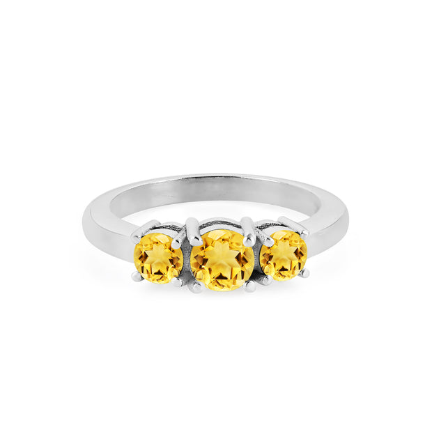 Citrine Gemstone Solid 14k White Gold Ring