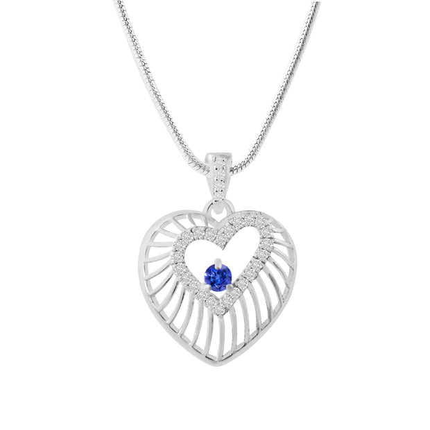 Tanzanite Gemstone & Diamond Solid 925 Sterling Silver Pendant