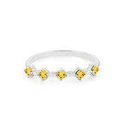 Citrine Gemstone Solid 14k White Gold Ring