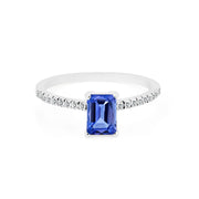 Tanzanite & Diamond Gemstone Solid 14k White Gold Ring