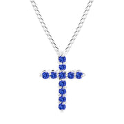Tanzanite Gemstone Solid 925 Sterling Silver Cross Pendant