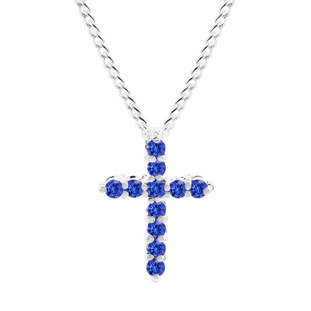 Tanzanite Gemstone Solid 925 Sterling Silver Cross Pendant