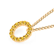 Citrine Gemstone Solid 14k Yellow Gold Round Ring Pendant