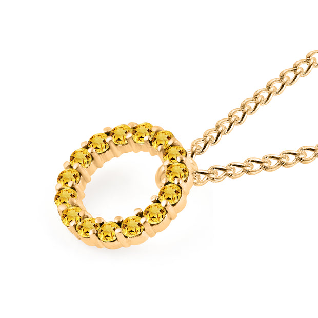 Citrine Gemstone Solid 14k Yellow Gold Round Ring Pendant