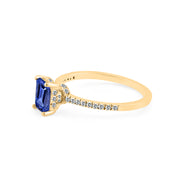 Tanzanite & Diamond Gemstone Solid 14k Yellow Gold Ring
