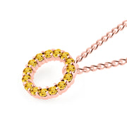 Citrine Gemstone Solid 14k Rose Gold Round Ring Pendant