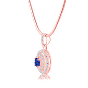 Tanzanite Gemstone Solid 14k Rose Gold Pendant