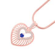 Tanzanite Gemstone & Diamond Solid 14k Rose Gold Heart Pendant