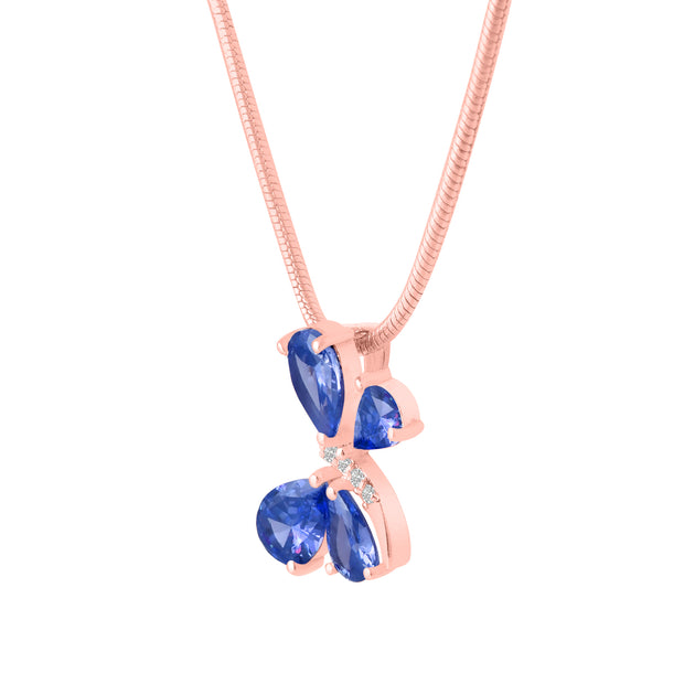 Tanzanite Gemstone & Diamond Solid 14k Rose Gold Pendant