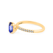 Tanzanite Gemstone & Diamond Solid 14k Yellow Gold Ring
