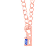 Tanzanite Gemstone & Diamond Solid 14k Rose Gold Pendant