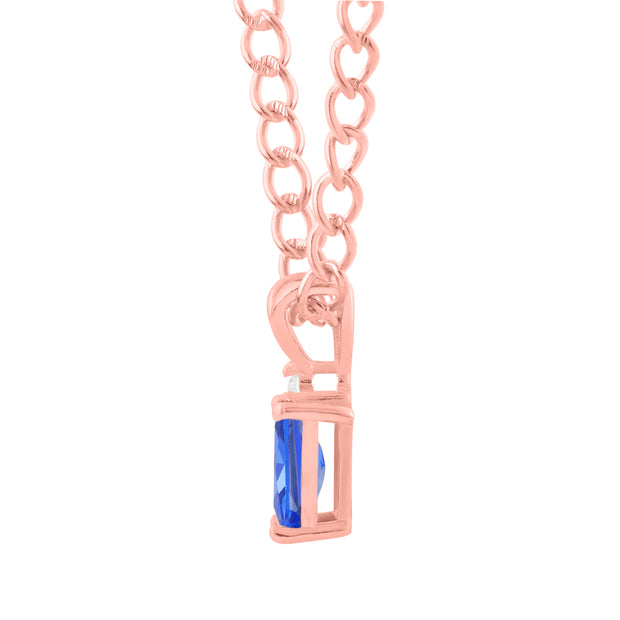 Tanzanite Gemstone & Diamond Solid 14k Rose Gold Pendant