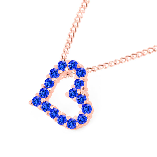 Tanzanite Gemstone Solid 14k Rose Gold Heart Pendant